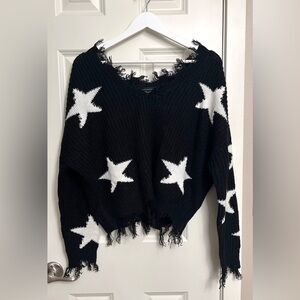 Polly & Esther Destructed Star Sweater NWOT